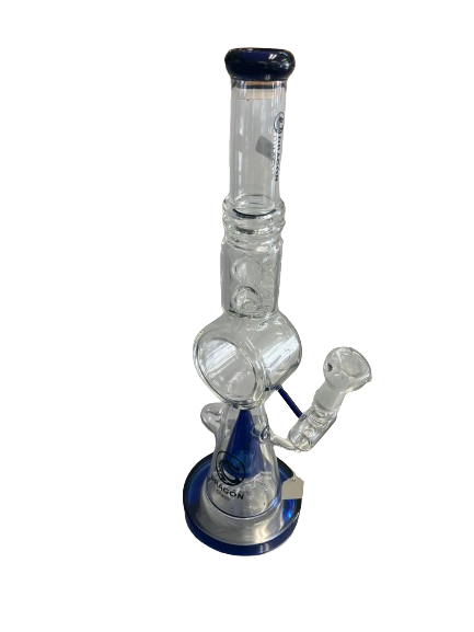 18" Blue Dragon Glass Bong With Ice