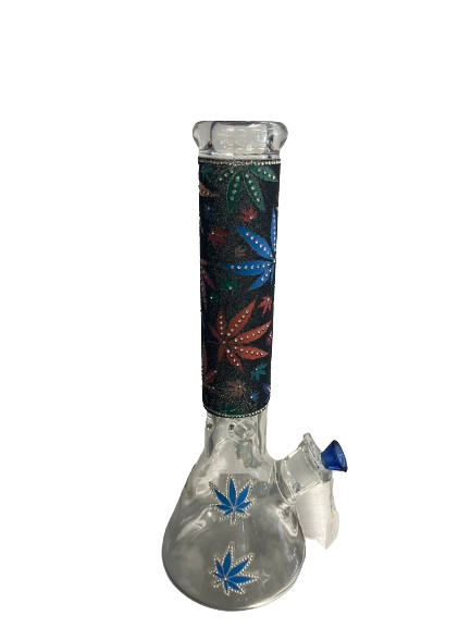 14" Marijuana Leaf Engraved Glass Bong