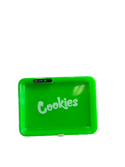 Cookies Bluetooth LED Glow Rolling Tray Lights up Rechargeable - Glossy Finish Green